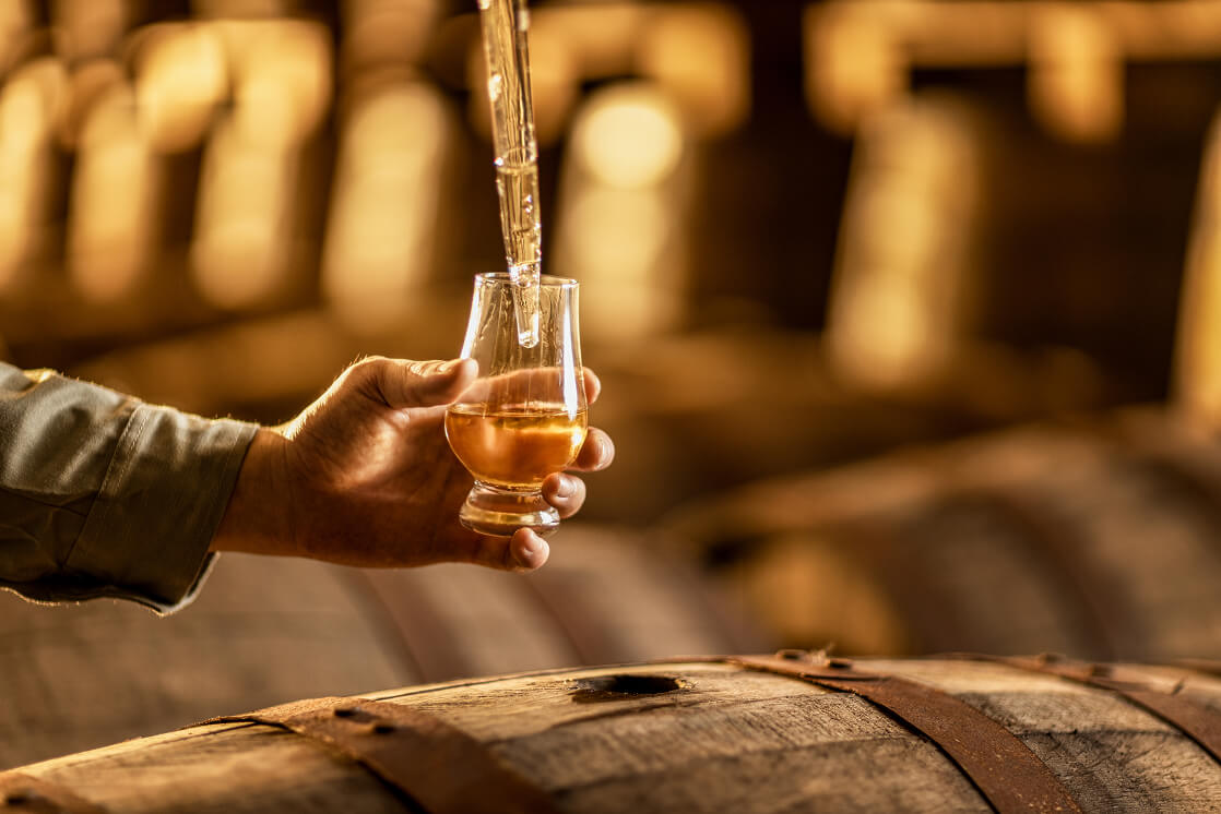 Whisky making process at the Ve De Di distillery